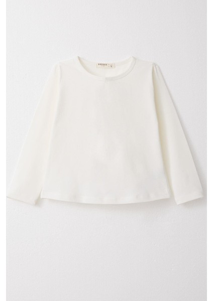 Kız Çocuk Uzun Kollu Tişört Basic 3-7 Yaş, Ekru