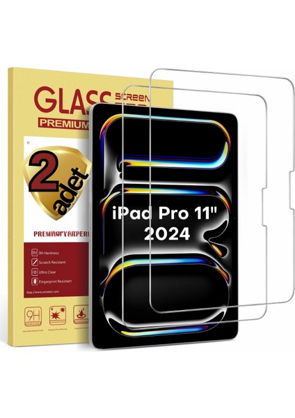 2 Adet IPad Pro 11 Inç M4 Çip 2024 Uyumlu Kırılmaz Ekran Koruyucu Tam Uyumlu A2836 A2837