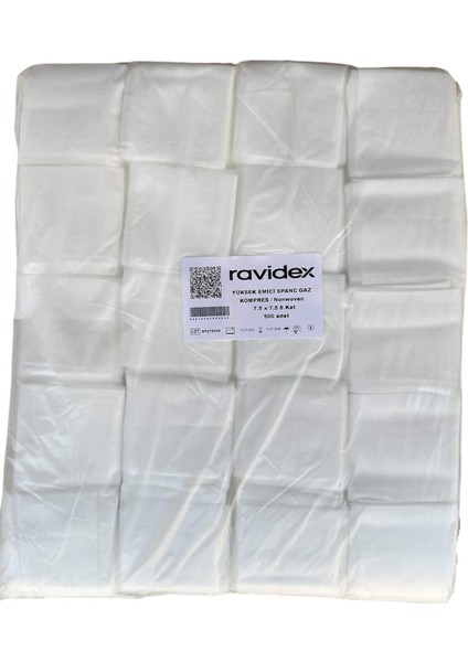 Yüksek Emici Spanç 7,5*7,5 8 Kat 500'LÜK Ravi (Iplik Gazlı Bez Spanç Değildir-Nonwoven Tip Spançtır)