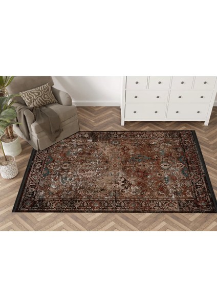 Mira Bej Ton Koyu Tema Çok Renkli Geleneksel Motif Etnik Desenli Vintage Dekoratif Halı Mira 1587 modelleri