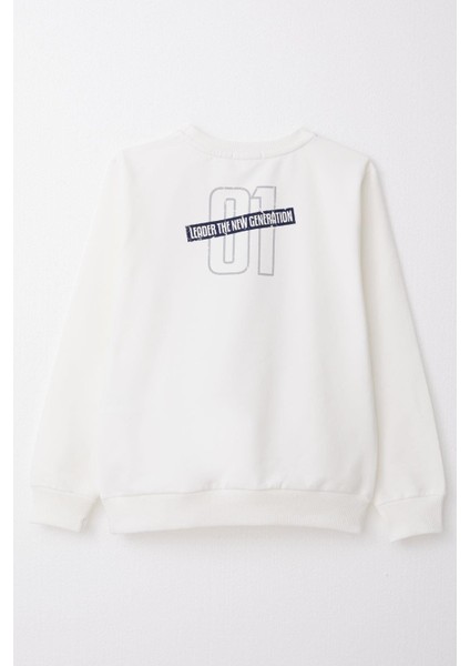 Erkek Çocuk Sweatshirt Yazı Baskılı 4-8 Yaş, Ekru