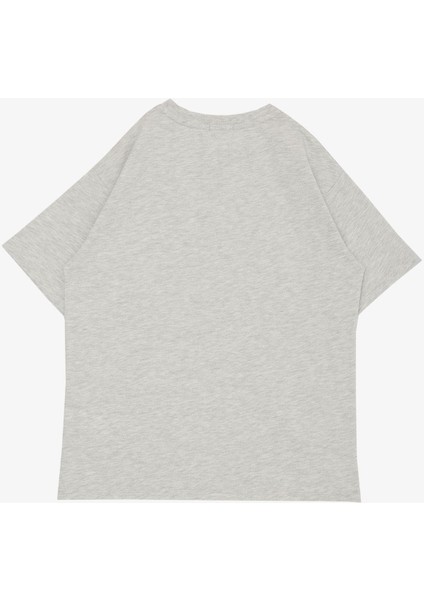 Erkek Çocuk Tişört Yazı Baskılı Armalı 9-14 Yaş, Açık Gri Melanj fiyatları