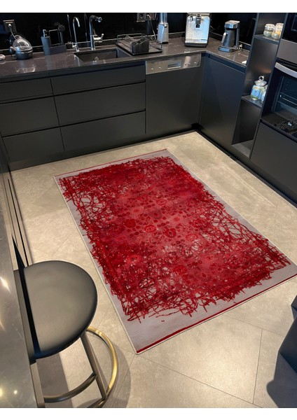 Kırmızı Geleneksel Motif Sarmaşık Soyut Desenli Vintage Dekoratif Halı 1664 fiyatları