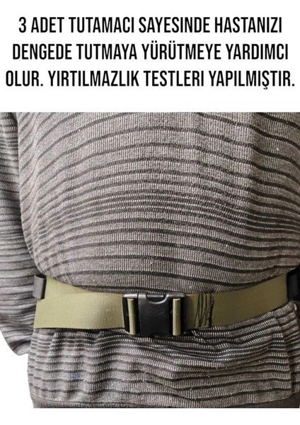 60-80 kg Arası Çok Amaçlı Haki Yeşil Renk Hasta Yürüyüş Destek ve Denge Kemeri Hasta Taşıma Aparatı