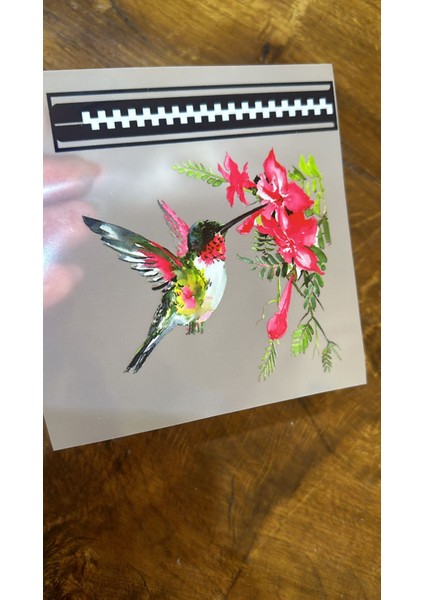 Ütü Ile Yapışan Çiçekli Kuş Transfer Baskı Arma 13X12 cm