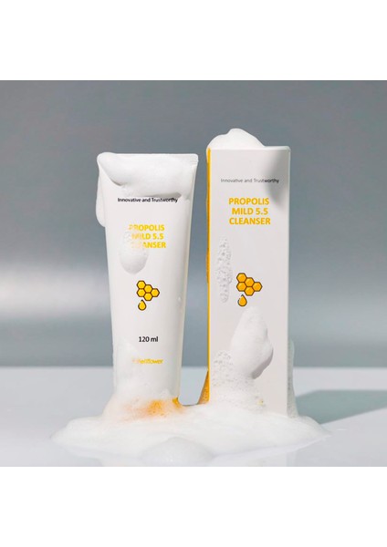 5.5 Ph Propolis İçeren Nazik Formüllü Nemlendirici, Yatıştırıcı Cilt ve Makyaj Temizleyici 120 ml