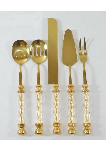 Kristal 5 Parça Servis Seti Gold Eym 049