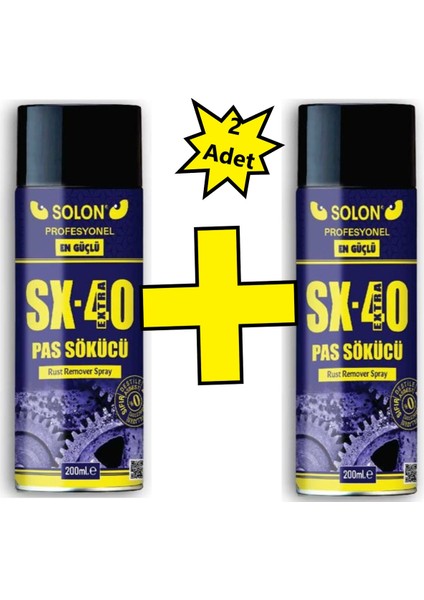 Extra Güçlü Profesyonel 2 Adet SX-40 Pas Sökücü Sprey 200 Ml.