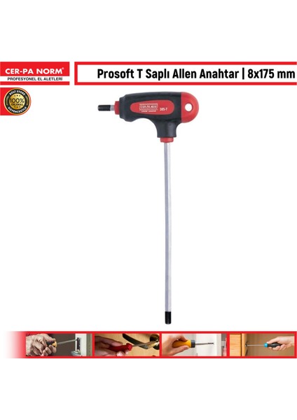 Prosoft T Saplı Allen Anahtar 8 x 175 mm