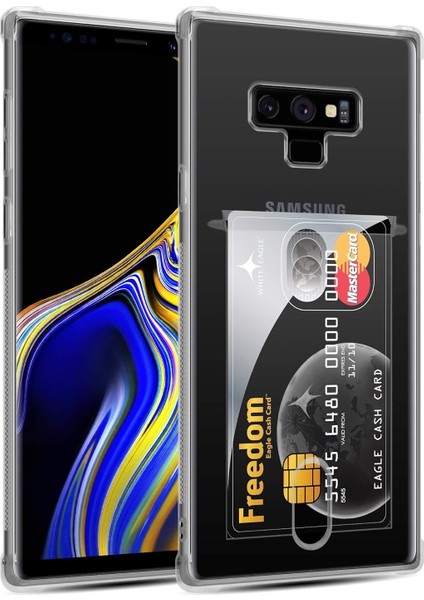 Samsung Galaxy Note 9 Kılıf Kartlıklı Silikon Kamera Korumalı Şeffaf