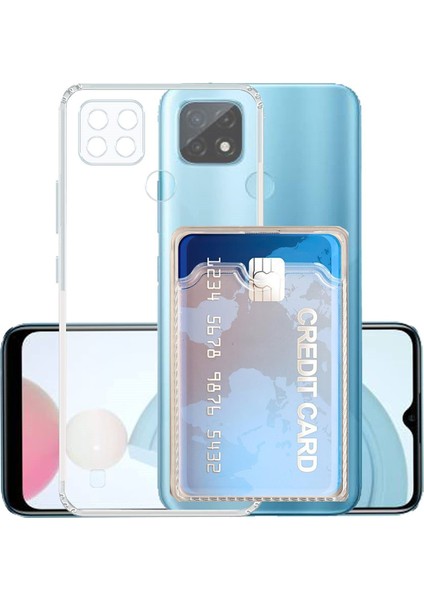 Realme C21 Kılıf Kartlıklı Silikon Kamera Korumalı Şeffaf