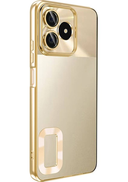 Realme C53 Kılıf Logo Gösteren Kamera Korumalı Silikon Gold