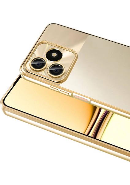 Realme C53 Kılıf Logo Gösteren Kamera Korumalı Silikon Gold