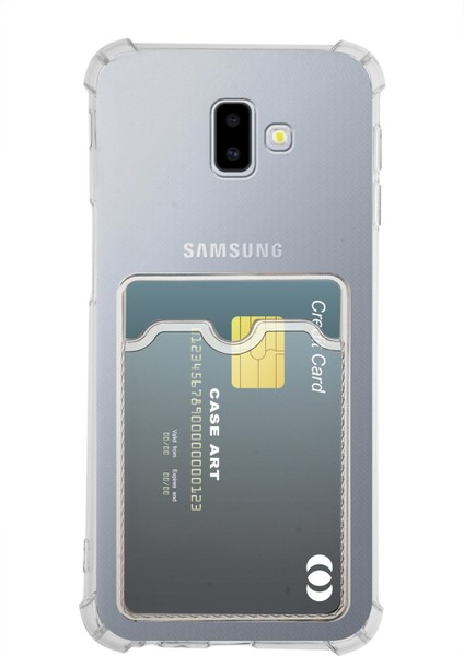 Samsung Galaxy J6 Plus Kılıf Kartlıklı Silikon Kamera Korumalı Şeffaf