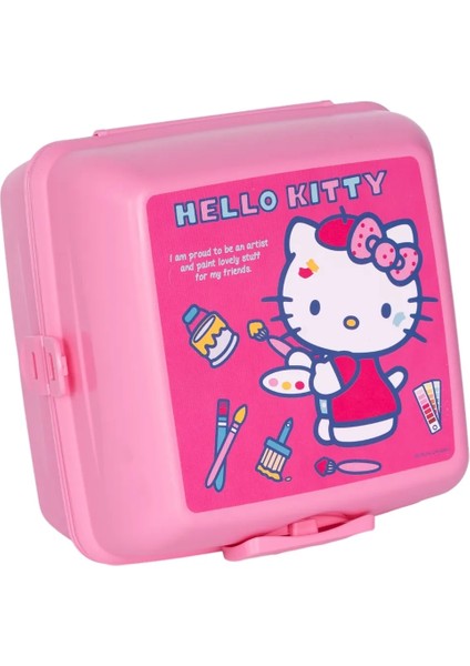 Hello Kitty 4 Bölmeli Çocuk Beslenme Kutusu Yemek Saklama Kabı Kaşık ve Çatallı