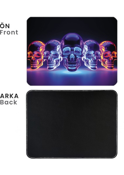 40X30CM Gaming Oyuncu Mousepad Kaymaz Kauçuk Taban Dikişli Kenar Bright Skull MP204030