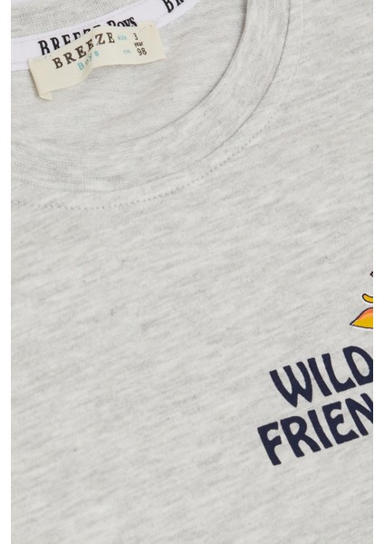 Erkek Bebek Şortlu Takım Güçlü Arkadaşlar Temalı 9 Ay-3 Yaş, Açık Gri Melanj indirimleri