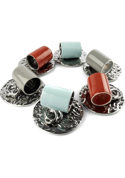 Lalin Silver 3 Renkli Silver 6lı Kahve Fincanı Seti 90CC P353.371289
