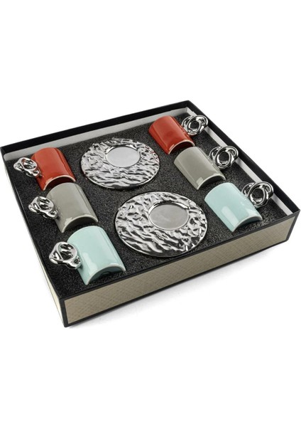 Lalin Silver 3 Renkli Silver 6lı Kahve Fincanı Seti 90CC P353.371289