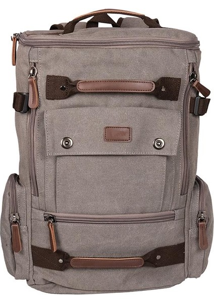 Orjinal Kanvas Kumaş Okul ve Günlük Büyük Boy Silindir Sırt Çantası Gri