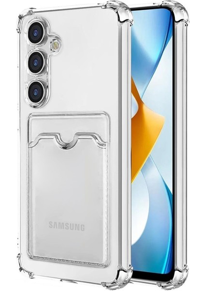 Samsung Galaxy S24 Plus Kılıf Kartlıklı Silikon Kamera Korumalı Şeffaf