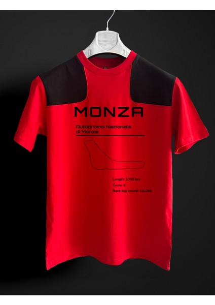 Monza Gp F1 Kırmızı Siyah T-Shirt