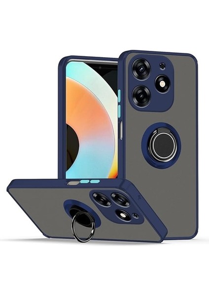 Infinix Hot 40I Kılıf Montreal Yüzüklü Mıknatıslı Kamera Korumalı Silikon Lacivert