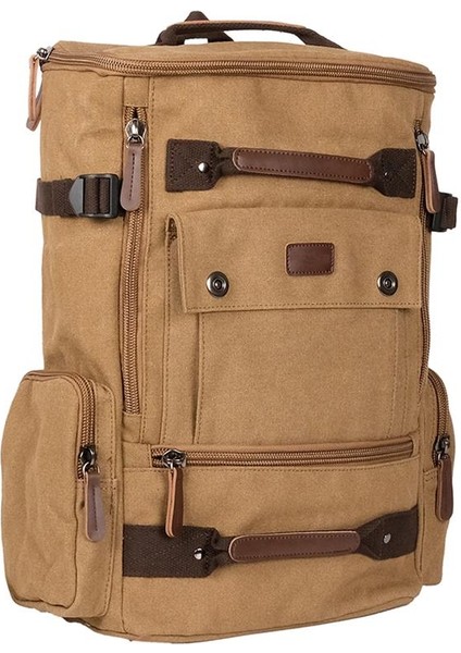 Orjinal Kanvas Kumaş Okul ve Günlük Büyük Boy Silindir Sırt Çantası Bej fiyatları