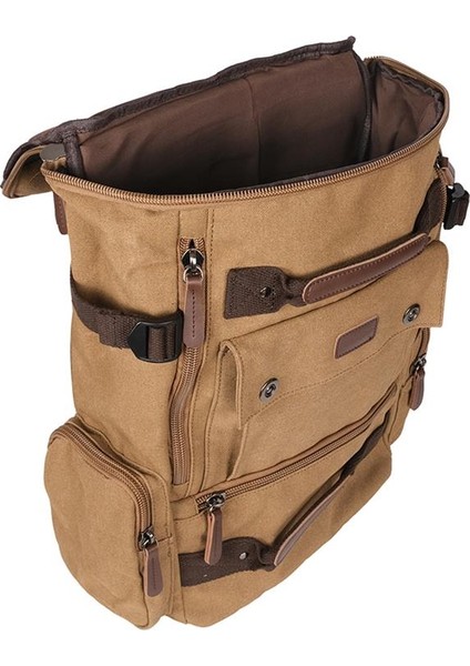 Orjinal Kanvas Kumaş Okul ve Günlük Büyük Boy Silindir Sırt Çantası Bej fırsatları