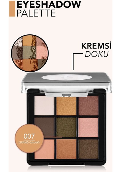 Kremsi Dokulu & Mat Bitişli/ışıltılı 9'lu Kompakt Göz Farı Paleti indirimleri