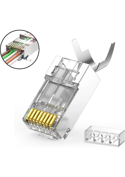 Yeni Nesil Cat7 CAT6A Ez RJ45 Delikli Metal Jak Konnektör 2 Adet
