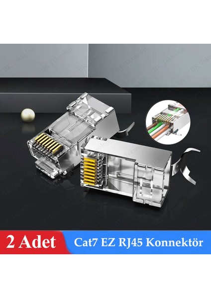 Yeni Nesil Cat7 CAT6A Ez RJ45 Delikli Metal Jak Konnektör 2 Adet