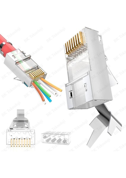 Yeni Nesil Cat7 CAT6A Ez RJ45 Delikli Metal Jak Konnektör 2 Adet