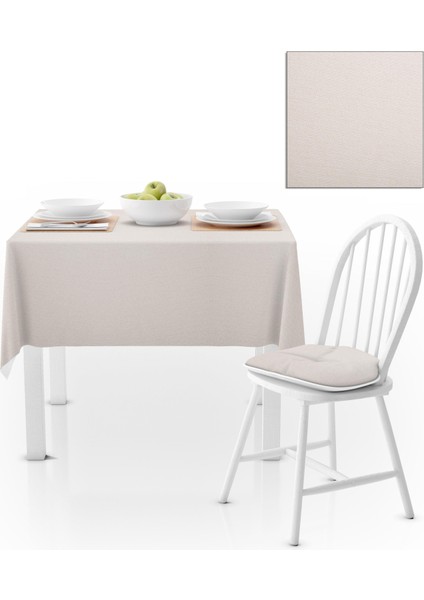 Ekru Kadife Dokulu Masa Örtüsü 120x180