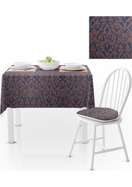 Damask Desenli Mavi Masa Örtüsü 120x140