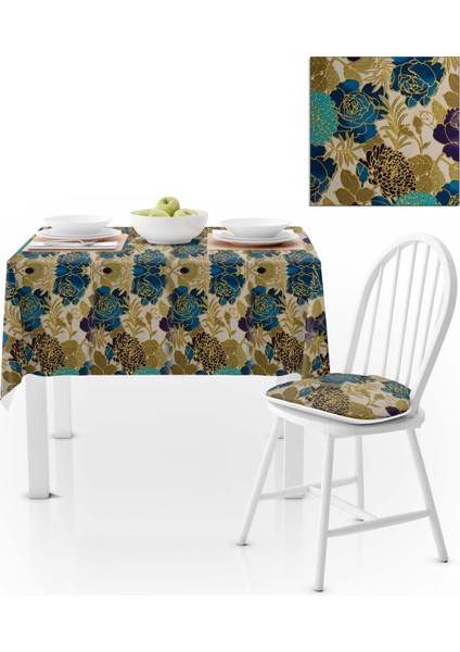 Modern Renkli Altın Mor Masa Örtüsü 140x140