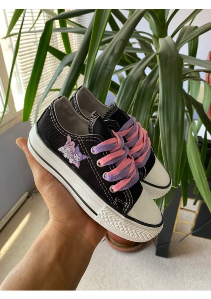 Star You Store My Melodi&Kuromi Baskılı Siyah Kısa Keten Günlük Sneaker Ayakkabı modelleri