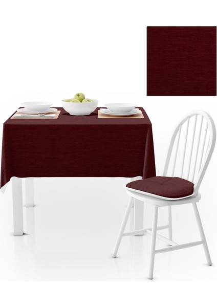 Bordo Kadife Dokulu Masa Örtüsü 180x180