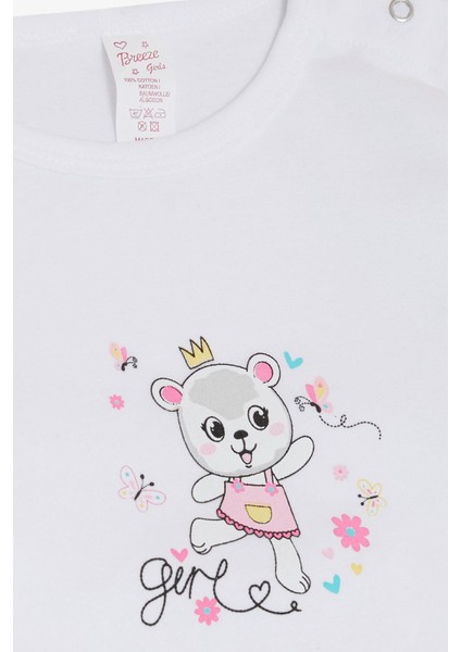 Kız Bebek Çıtçıtlı Zıbın Body Prenses Kutup Ayıcığı Baskılı 9 Ay-3 Yaş, Beyaz modelleri