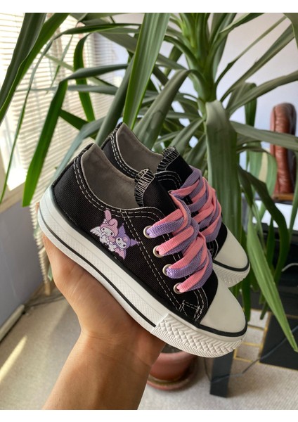Star You Store My Melodi&Kuromi Baskılı Siyah Kısa Keten Günlük Sneaker Ayakkabı indirimleri