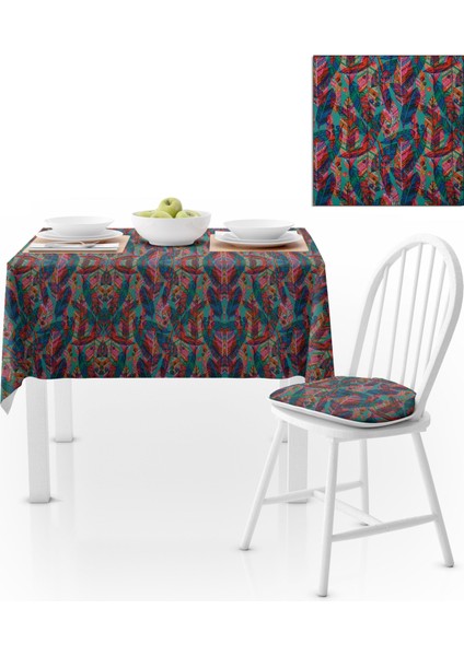 Uzun Yaprak Desenli Kırmızı Masa Örtüsü 120x140