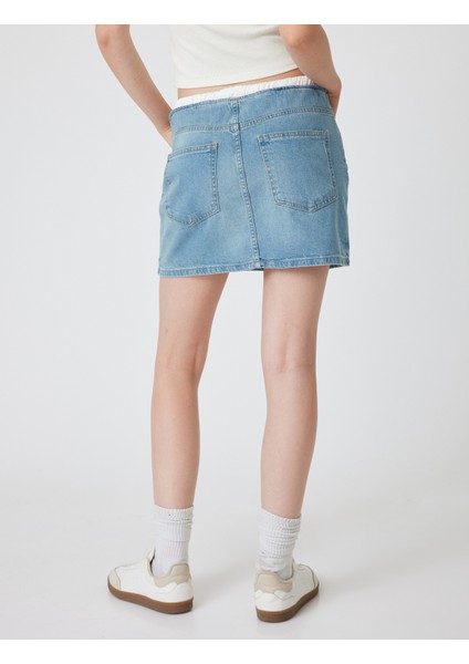 Mini Kot Etek Çift Bel Detaylı Bağcıklı A Kesim Pamuklu fırsatları