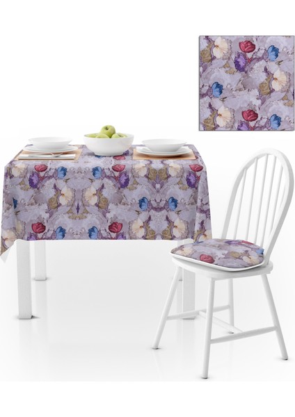 Fırça Desenli Bordo Mor Kadife Dokulu 180x180 Masa Örtüsü