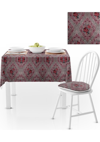 Damask Desenli Vizon Zemin Masa Örtüsü 140x180