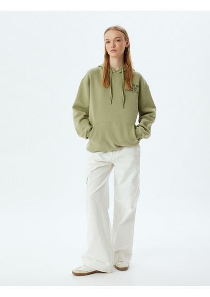 Oversize Kapüşonlu Sweatshirt Arkası Baskılı Kanguru Cepli fiyatları