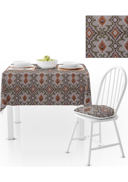 Etnik Desenli Taba Haki Masa Örtüsü 120x140