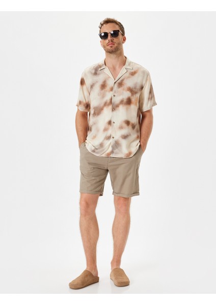 Kısa Kollu Gömlek Devrik Yaka Viskon