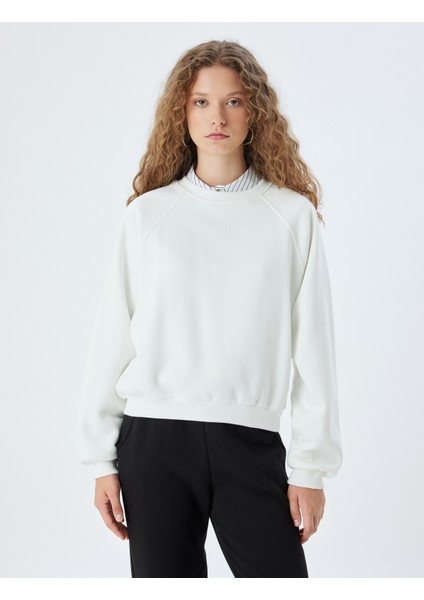 Basic Sweatshirt Bisiklet Yaka Dikiş Detaylı Şardonlu
