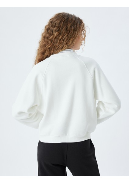 Basic Sweatshirt Bisiklet Yaka Dikiş Detaylı Şardonlu