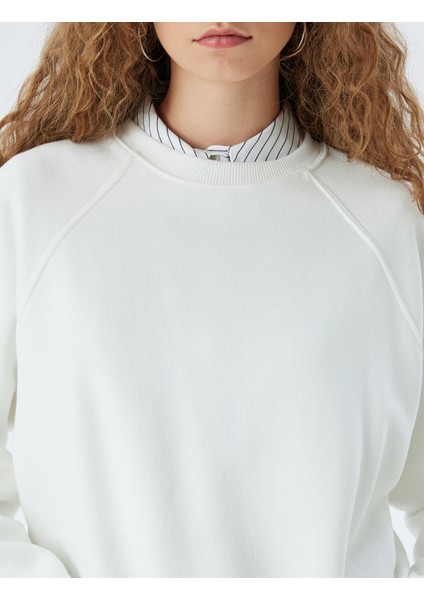 Basic Sweatshirt Bisiklet Yaka Dikiş Detaylı Şardonlu